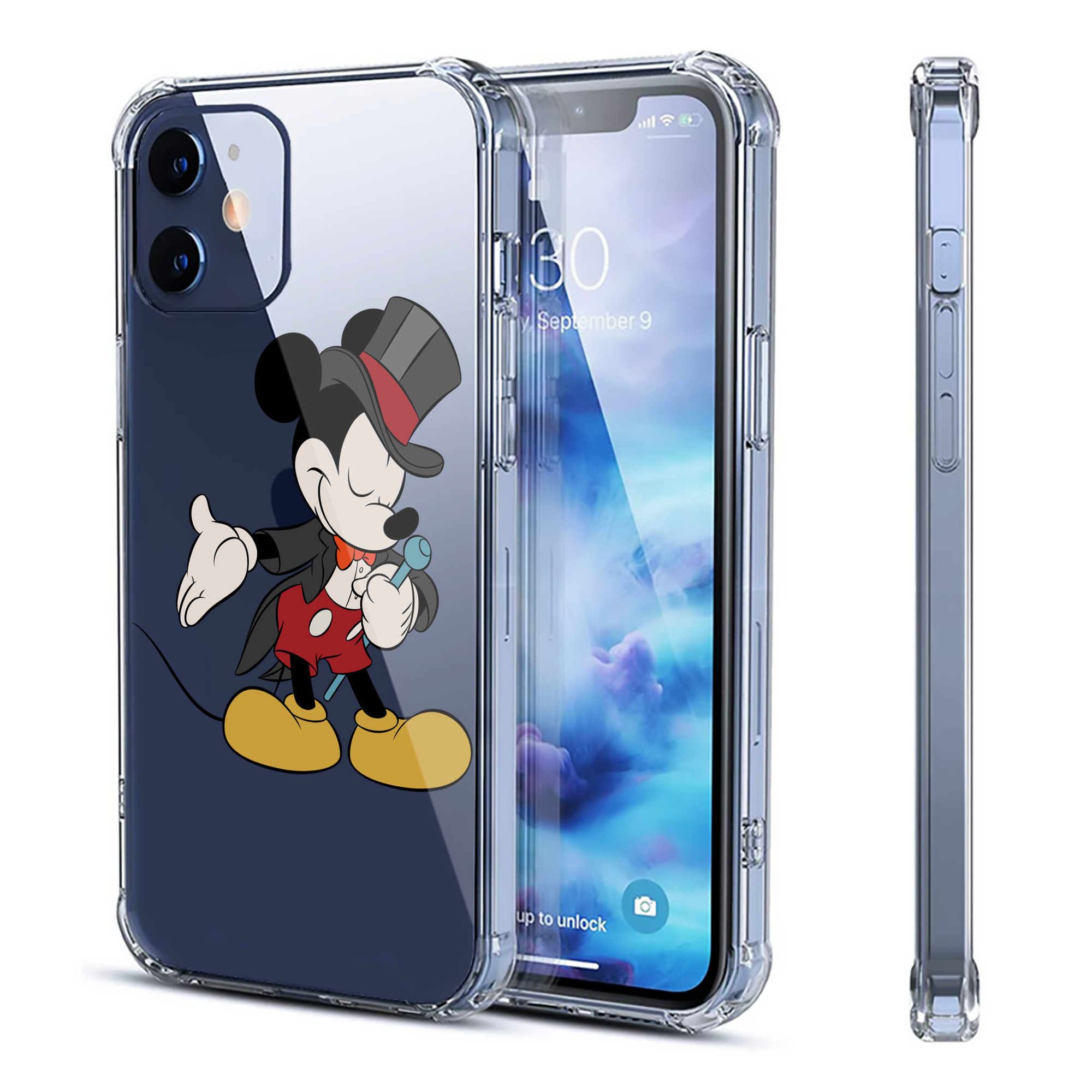 （画像用） ミッキーマウス Mickey Mouse 【iPhone 12シリーズ対応】透明スマホケース（クリアソフトケース）